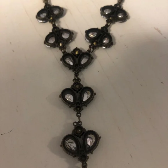 Anthropologie Teal Glass Lariat Statement Necklace - Picture 7 of 7